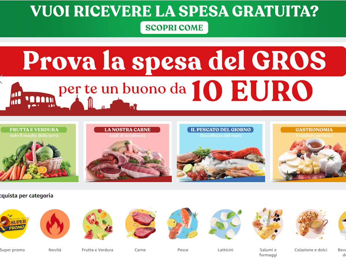 Amazon e Gros avviano una collaborazione per il servizio di spesa online a Roma