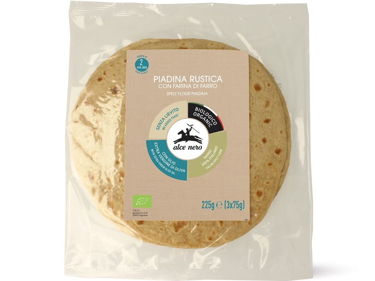 Alce Nero amplia l’offerta con le  piadine bio di semola di grano Cappelli e farina di farro