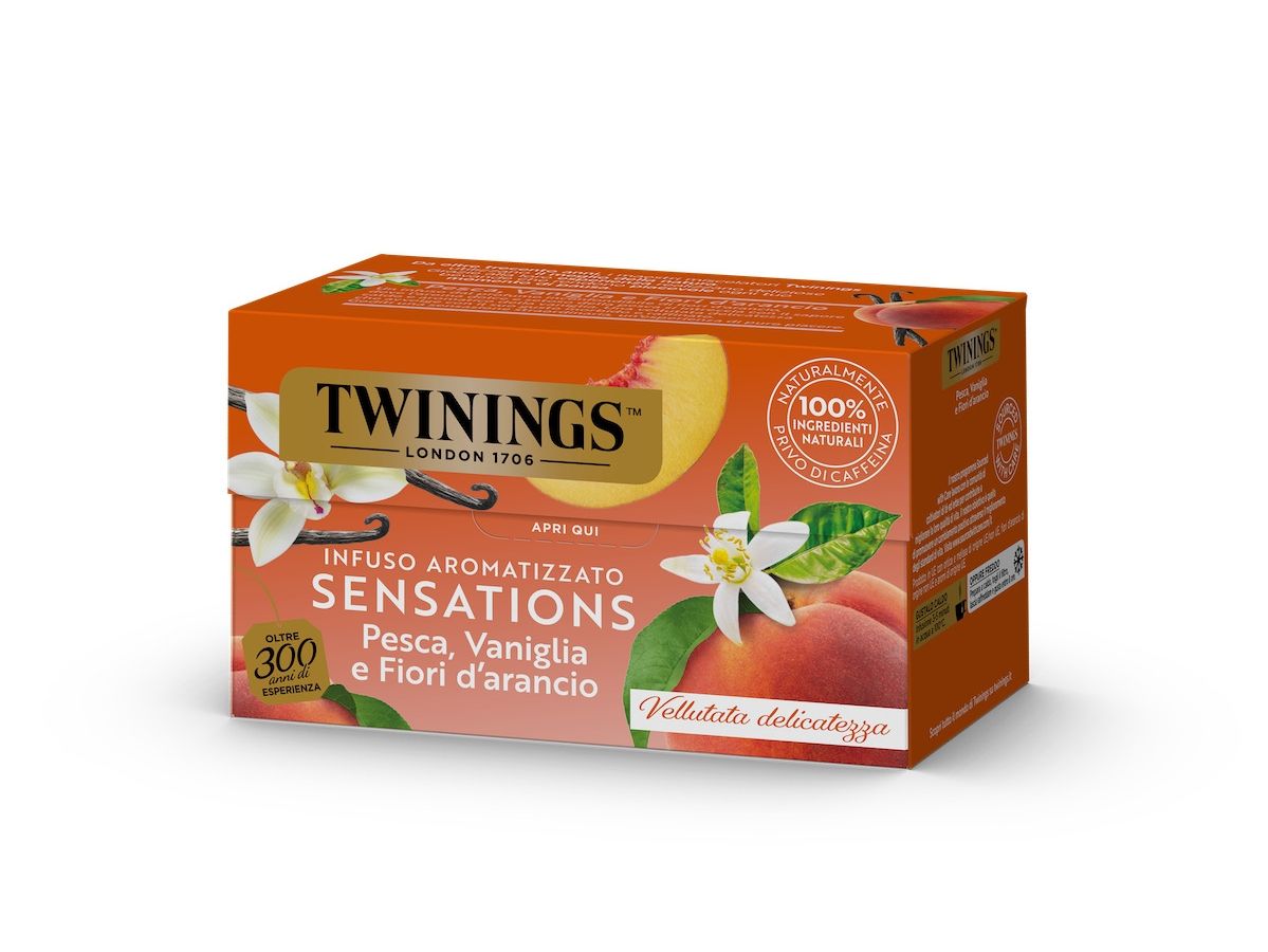 Twinings lancia l’Infuso aromatizzato Sensations pesca, vaniglia e fiori d’arancio