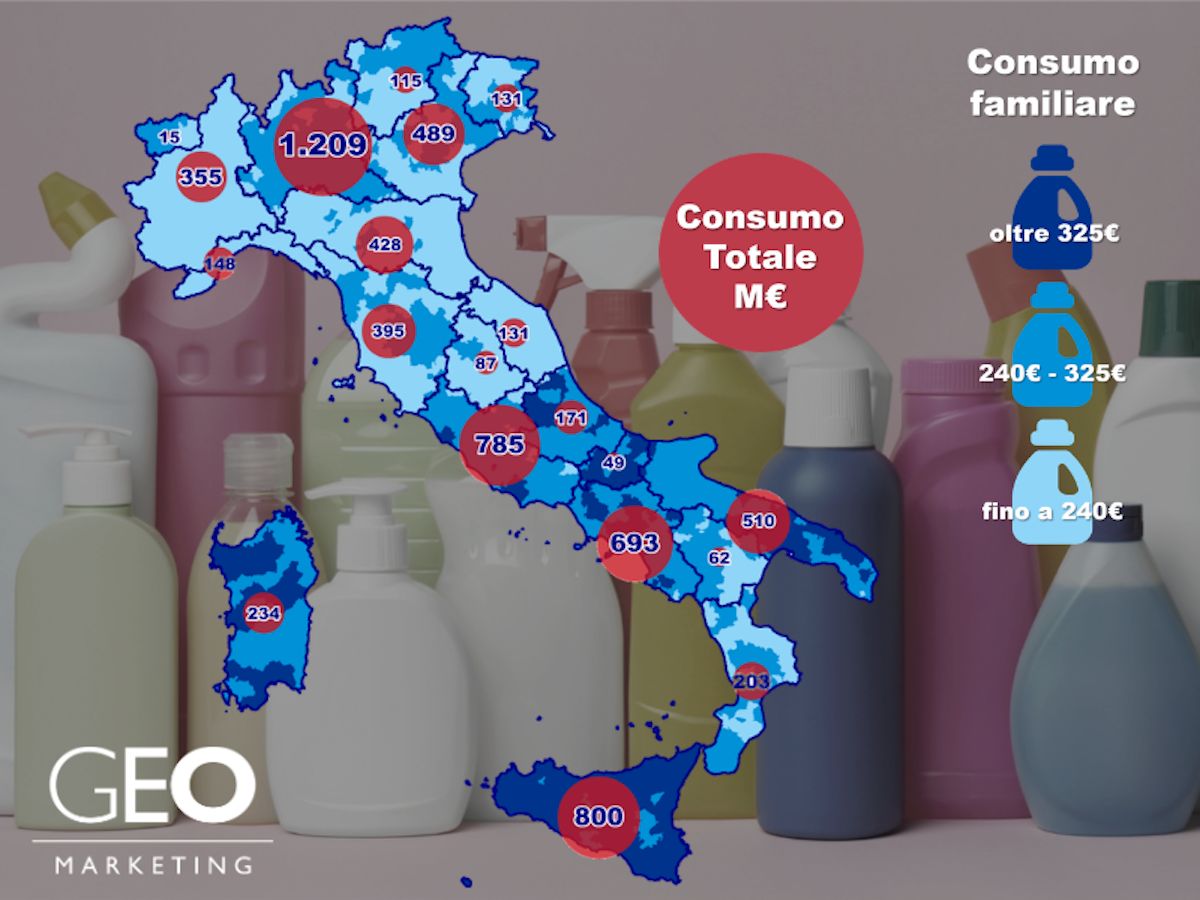Geo Marketing analizza i consumi familiari dei detergenti in Italia