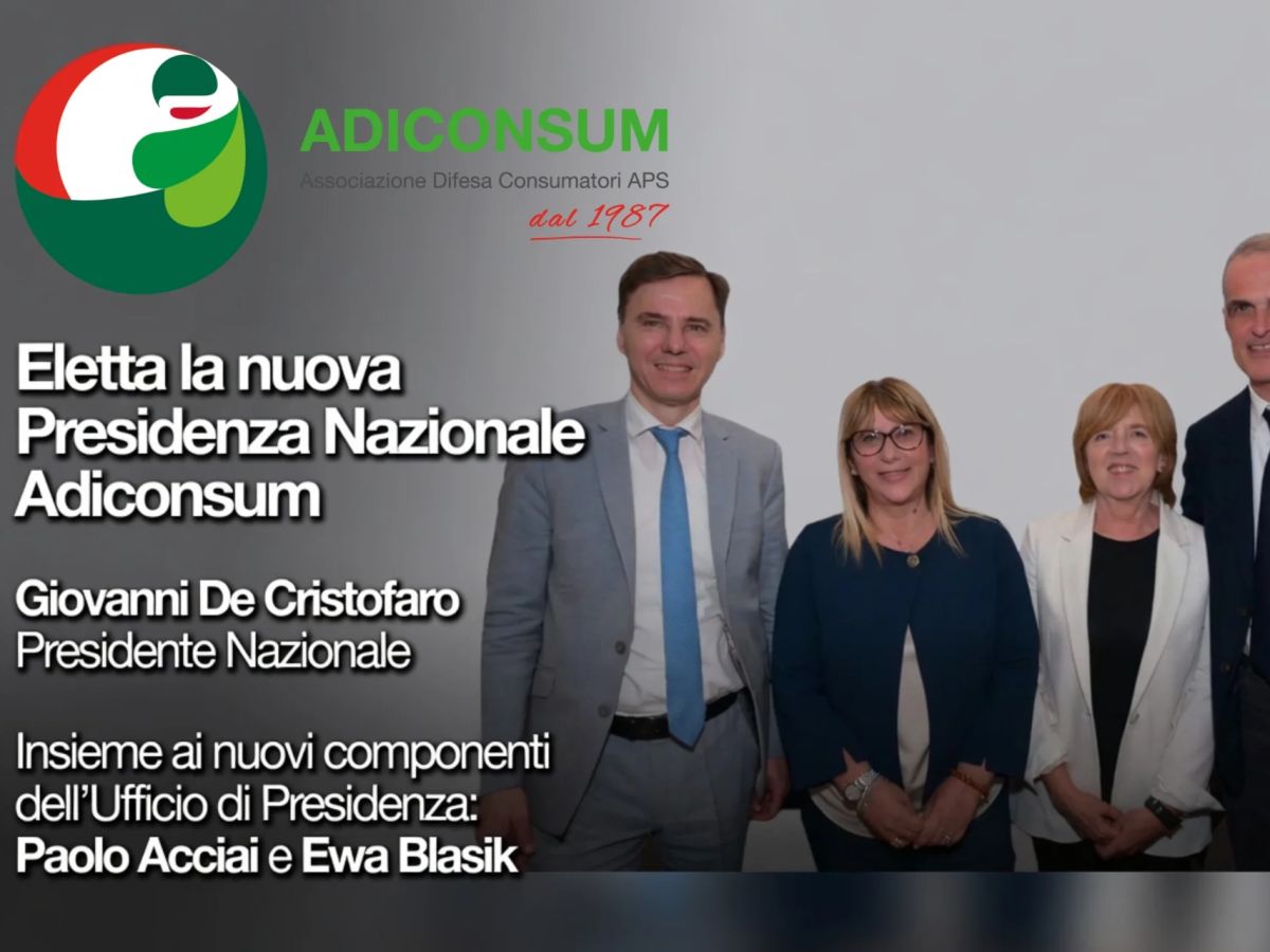 Adiconsum Nazionale nomina presidente Giovanni De Cristofaro 