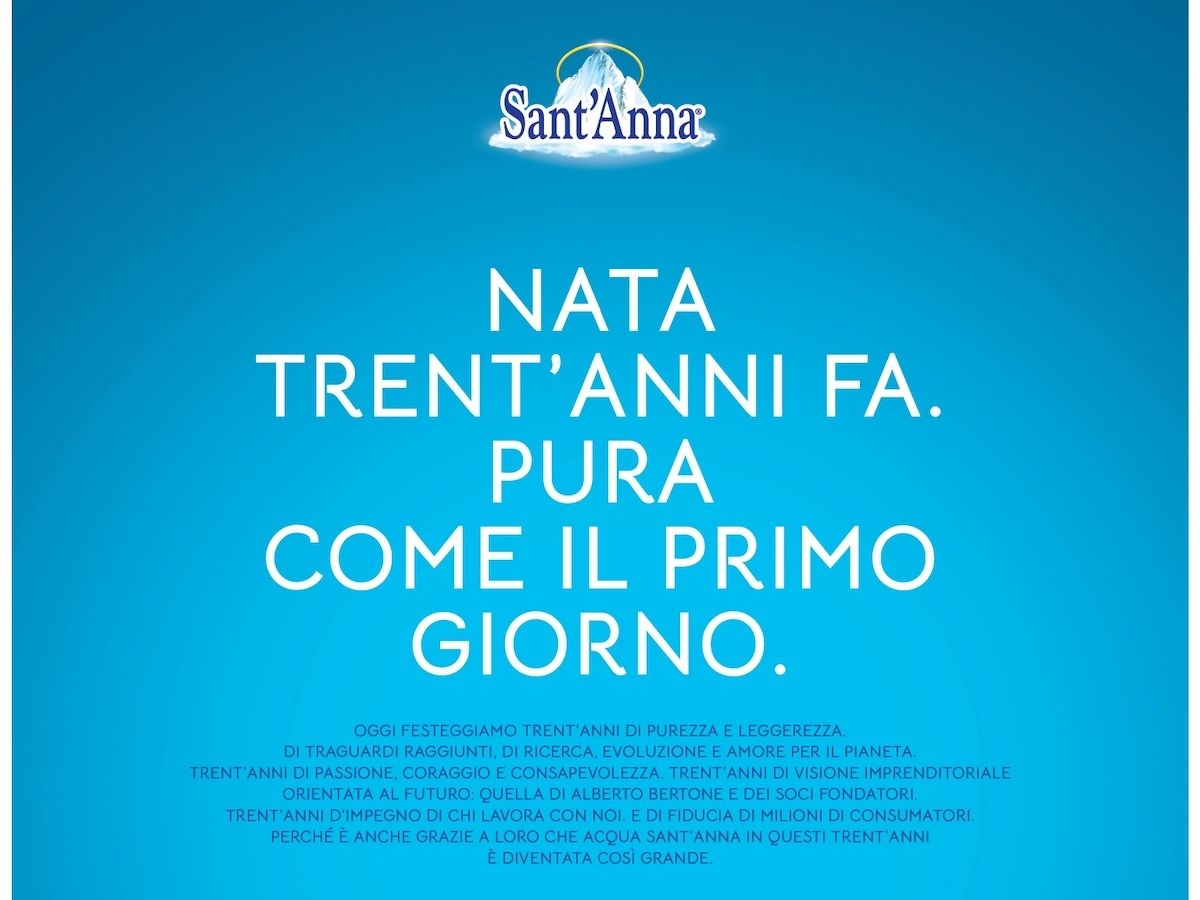 Acqua Sant’Anna celebra 30 anni di storia con una campagna adv dedicata