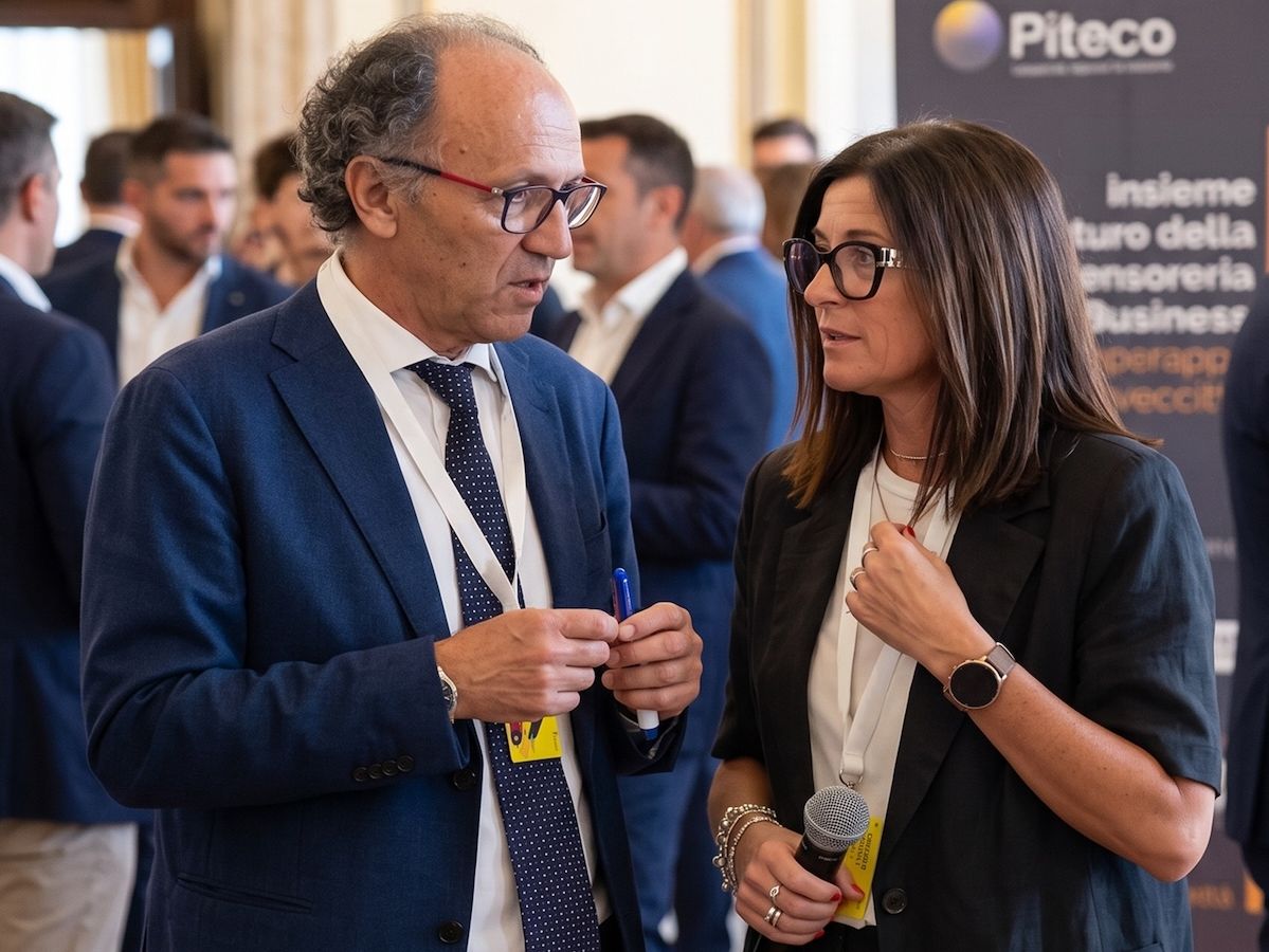 Paolo Virenti, ceo di Piteco, e Monica Moretti, coordinatrice tesoreria e banche di Coop Alleanza 3.0