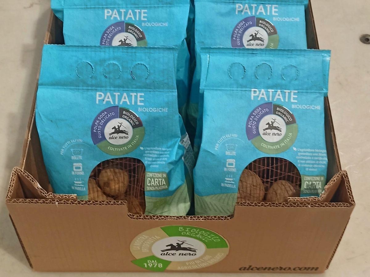 Brio presenta il nuovo packaging 100% carta per le patate bio a marchio Alce Nero