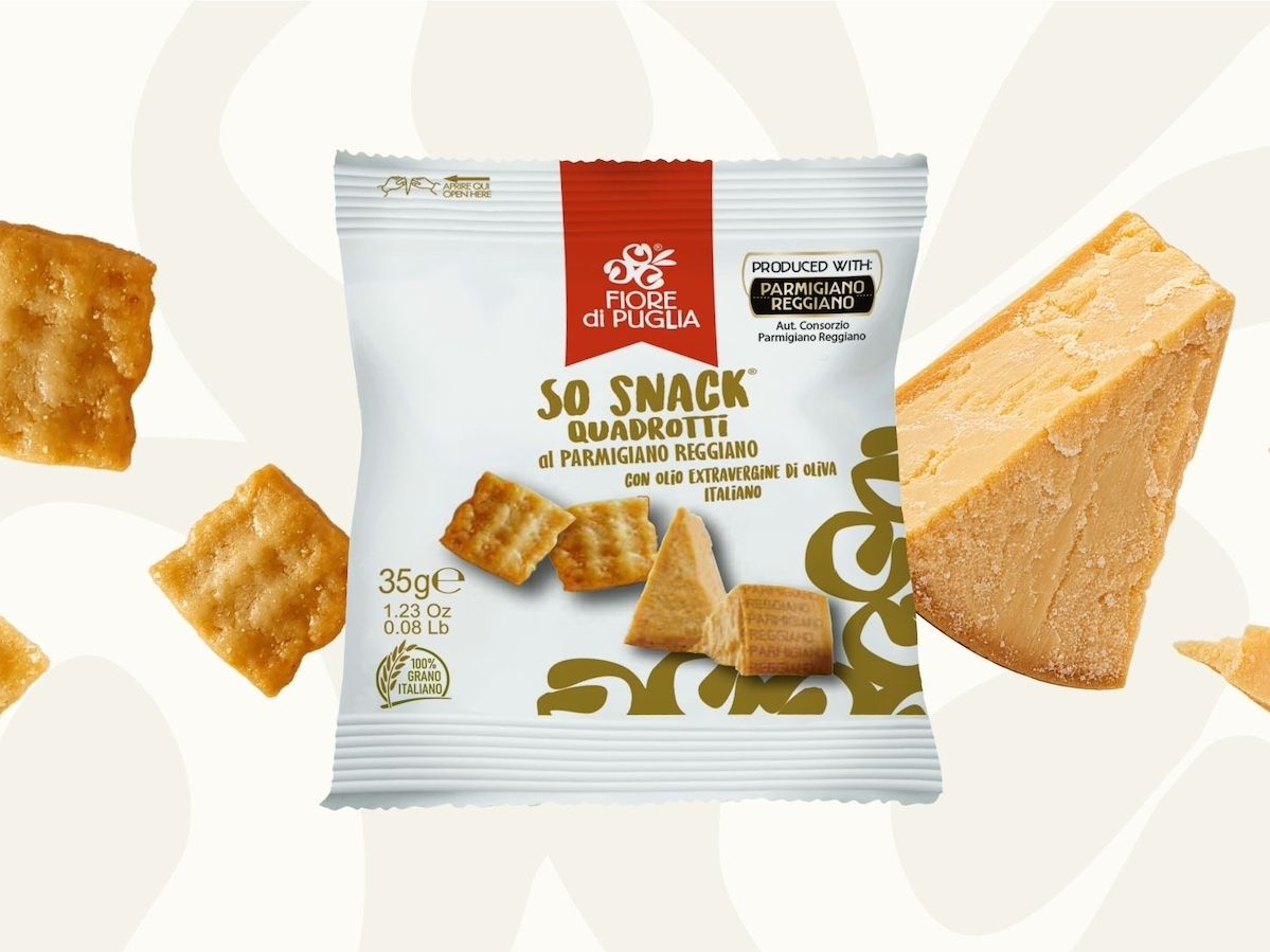 Fiore di Puglia presenta So Snack Quadrotti al Parmigiano Reggiano