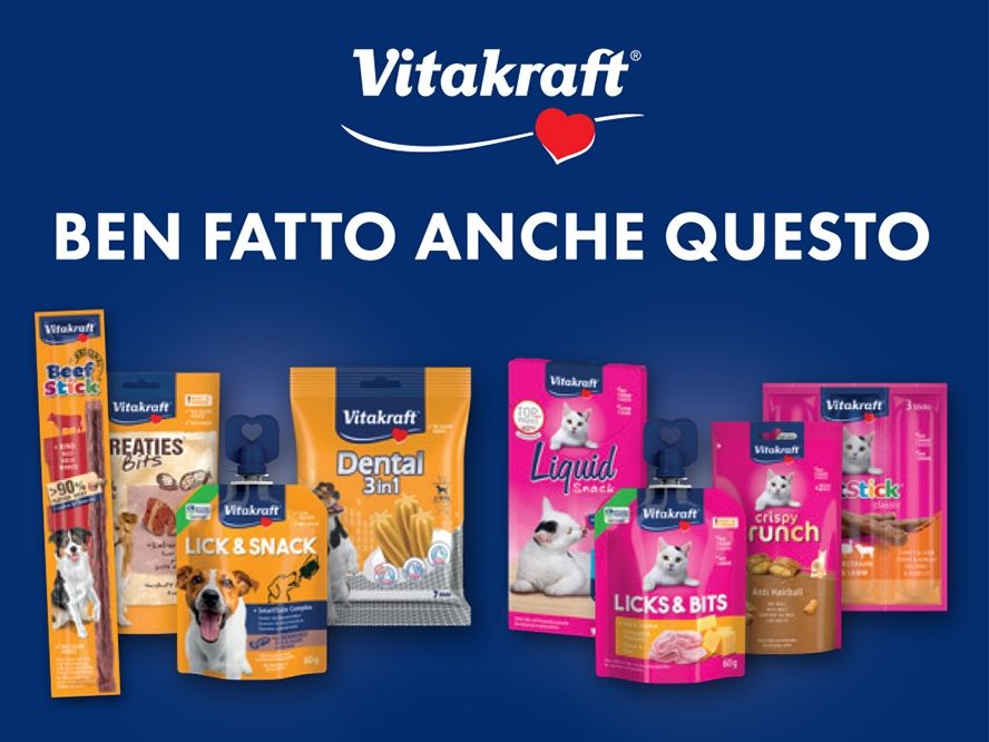 “Ben Fatto”: i top snack Vitakraft in promo e in TV per tutto il mese
