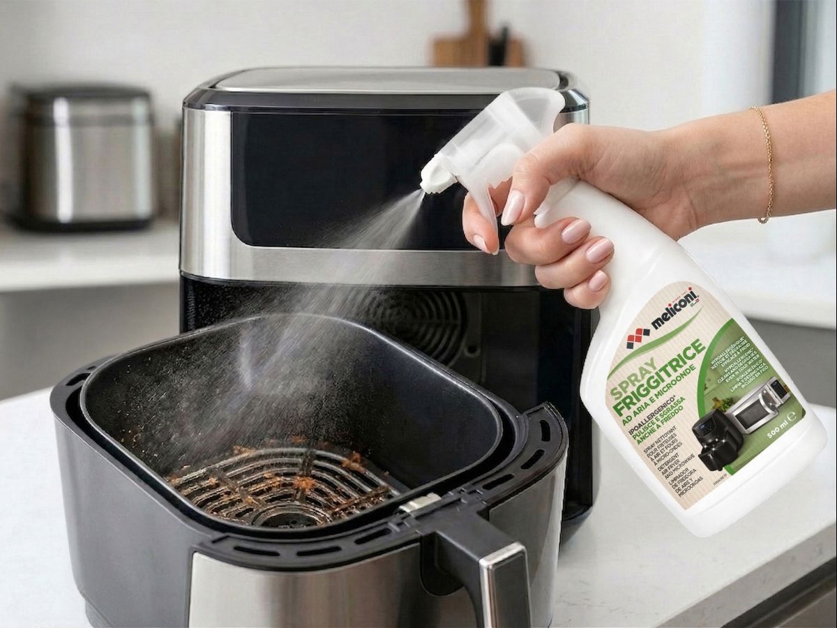 Meliconi lancia lo sgrassatore spray studiato per la pulizia di friggitrici ad aria e microonde