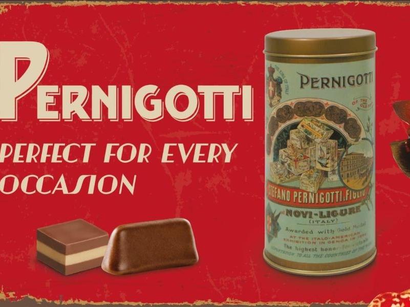 Contenitori di latta vintage dei cioccolatini Pernigotti 