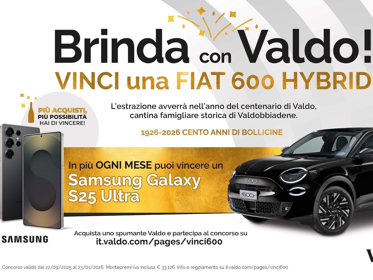 Valdo lancia il concorso “Brinda con Valdo” per celebrare 100 anni di storia