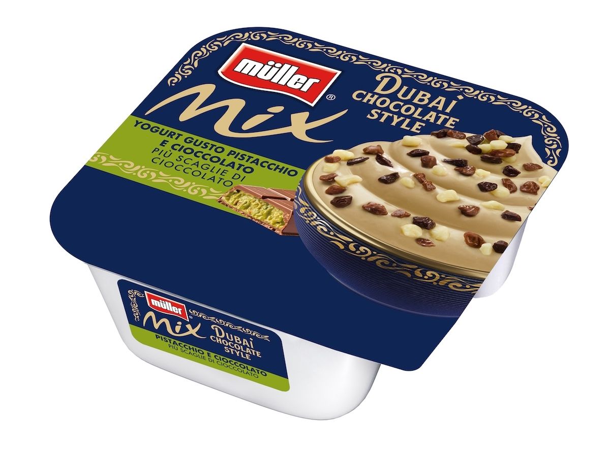 Müller porta il Dubai Chocolate nel comparto yogurt con Müller Mix 