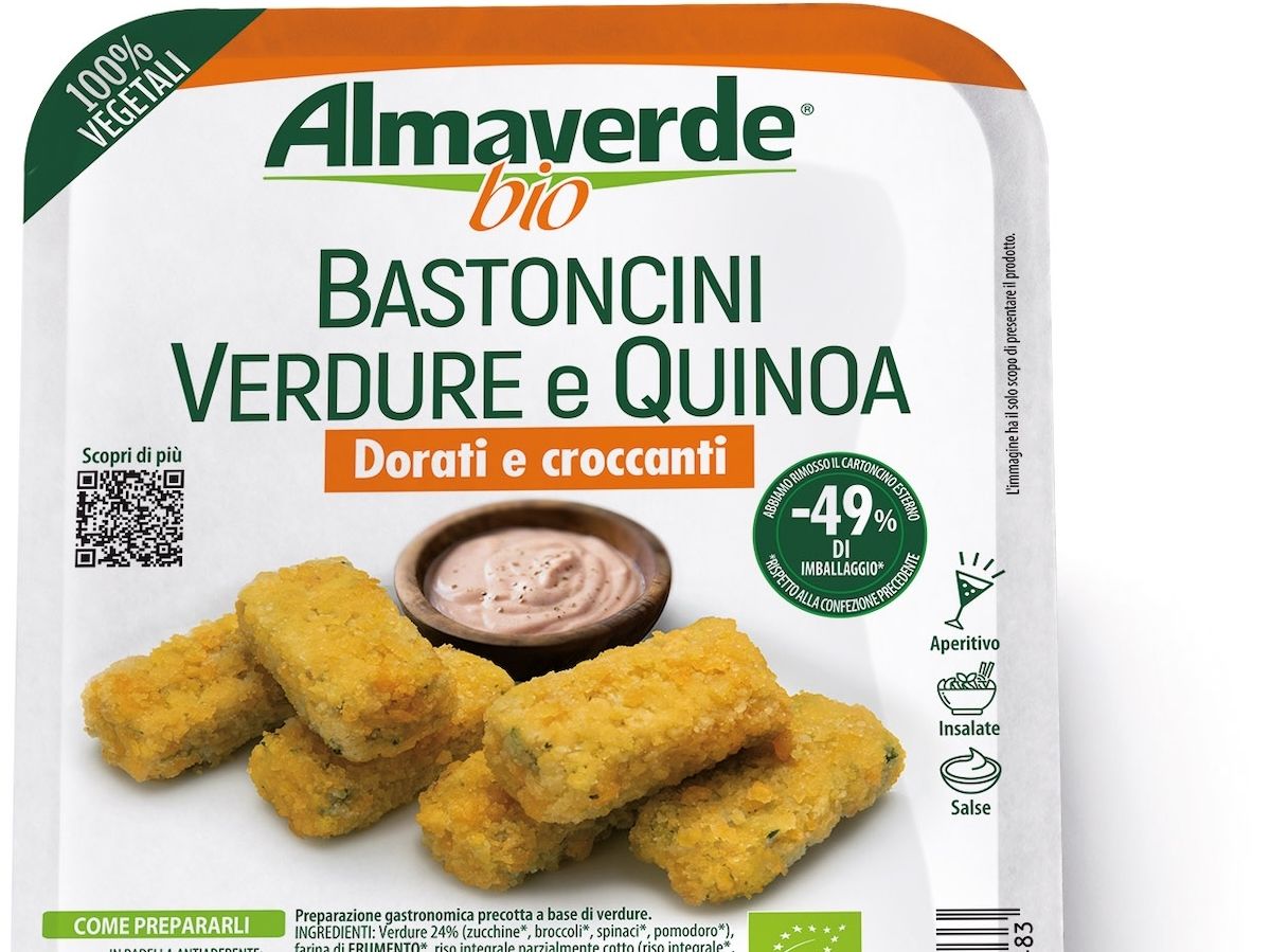 Bastoncini di verdure e quinoa Almaverde Bio: nuovo formato più sostenibile