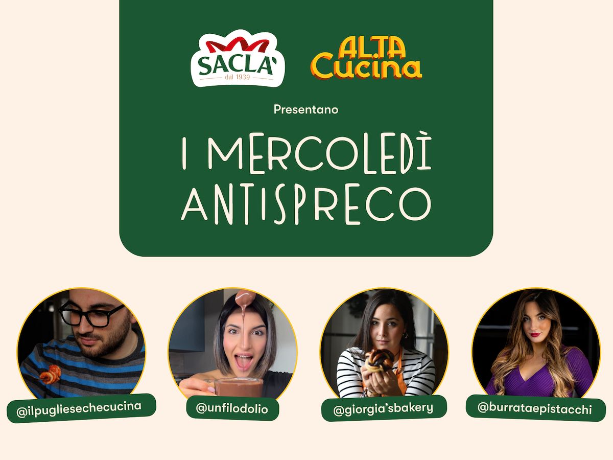 Saclà: tornano "I mercoledì antispreco" in collaborazione con Al.ta Cucina