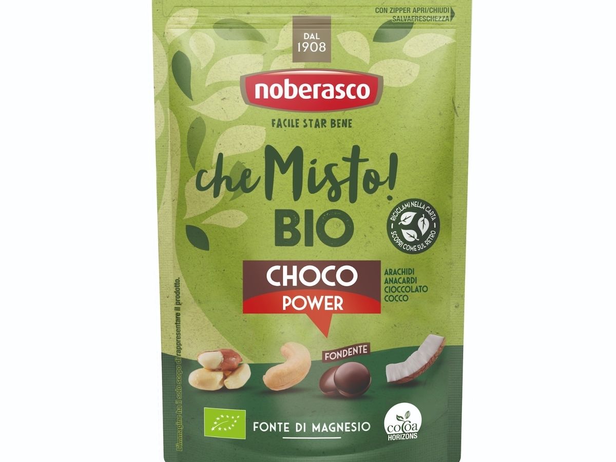 La frutta secca Noberasco incontra il cioccolato in FruttaMix sprinty e Misto bio choco power