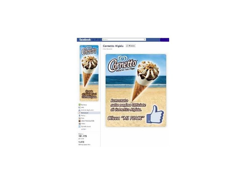 Cornetto Algida ha la migliore fan page d’Italia