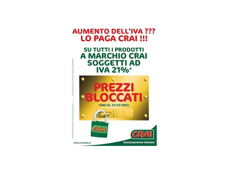 Aumento iva: Crai congela i prezzi dei prodotti a marchio - Distribuzione Moderna Aumento iva: Crai congela i prezzi dei prodotti a marchio - Distribuzione Moderna