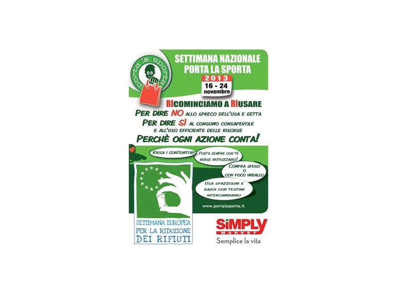 Simply aderisce alla “Settimana Nazionale Porta la Sporta” Simply aderisce alla “Settimana Nazionale Porta la Sporta”