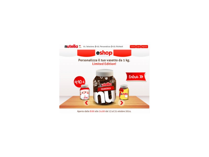 Nutella riapre il temporary shop online