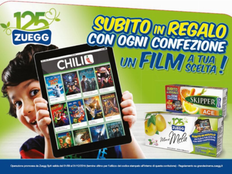 Al via l’iniziativa Grande Cinema Zuegg in collaborazione con Chili