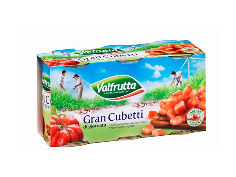 Valfrutta presenta un pack più eco-friendly per la Polpa di pomodoro Gran cubetti