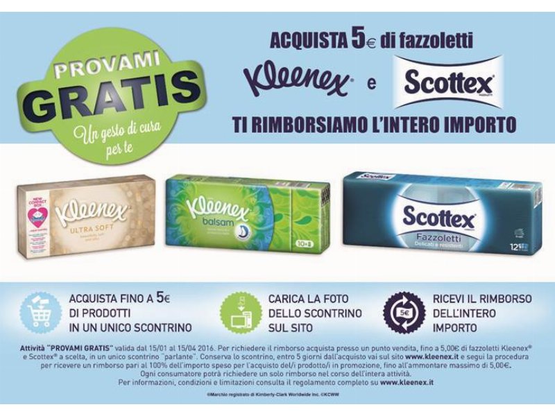 Kleenex lancia la promozione “Provami gratis”