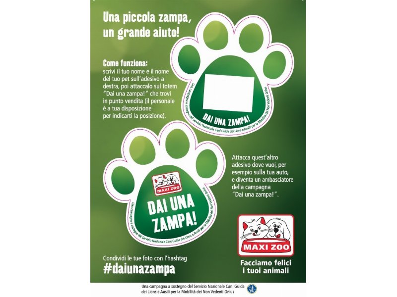 Maxi Zoo annuncia iniziativa charity a supporto dei Cani Guida Lions