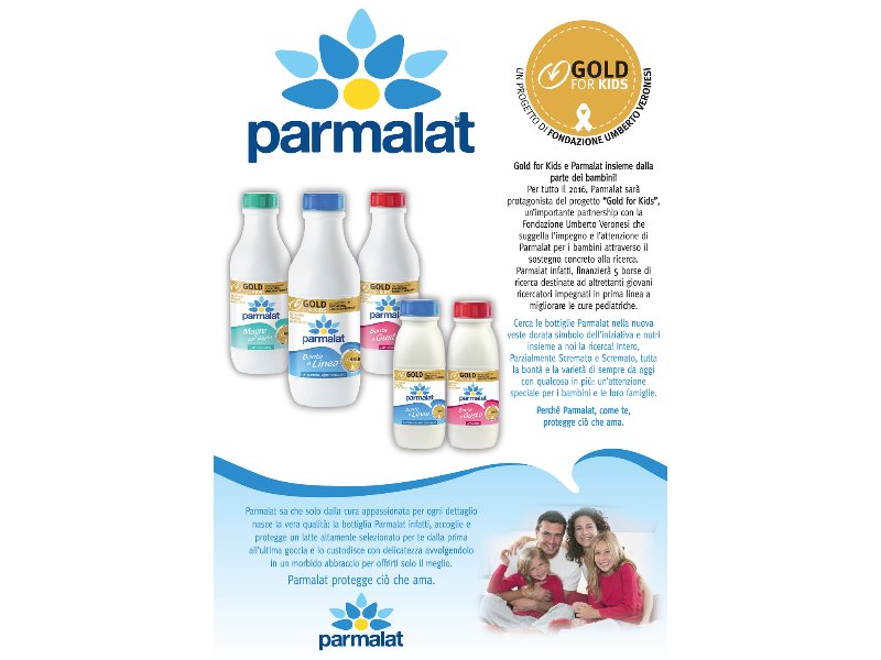 Parmalat al fianco di Fondazione Umberto Veronesi per il progetto “Gold for Kids”