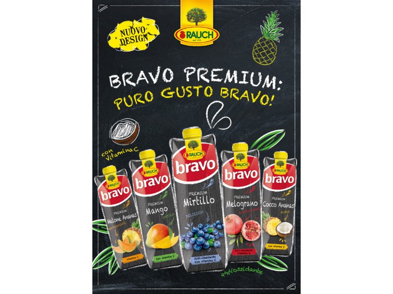 Una nuova veste grafica per la linea di succhi di frutta BRAVO PREMIUM