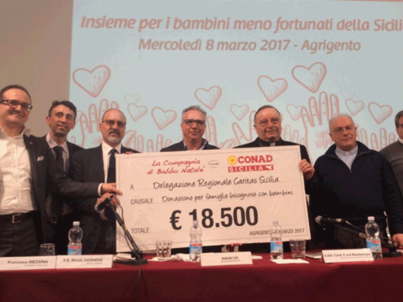 Conad sicilia devolve oltre 18 mila euro alla caritas