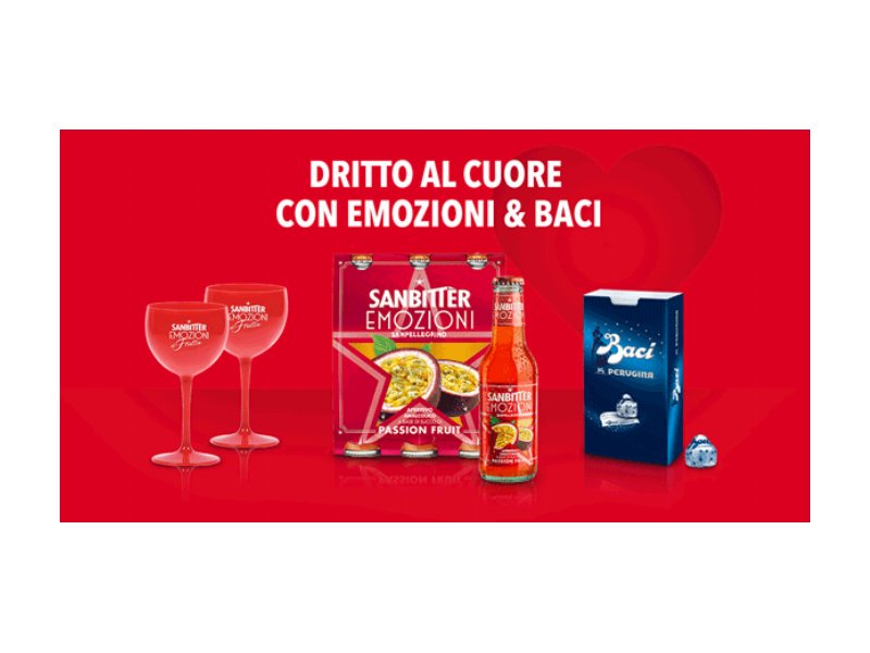  Sanbittèr e Baci Perugina, al via la promozione “Dritto al cuore"