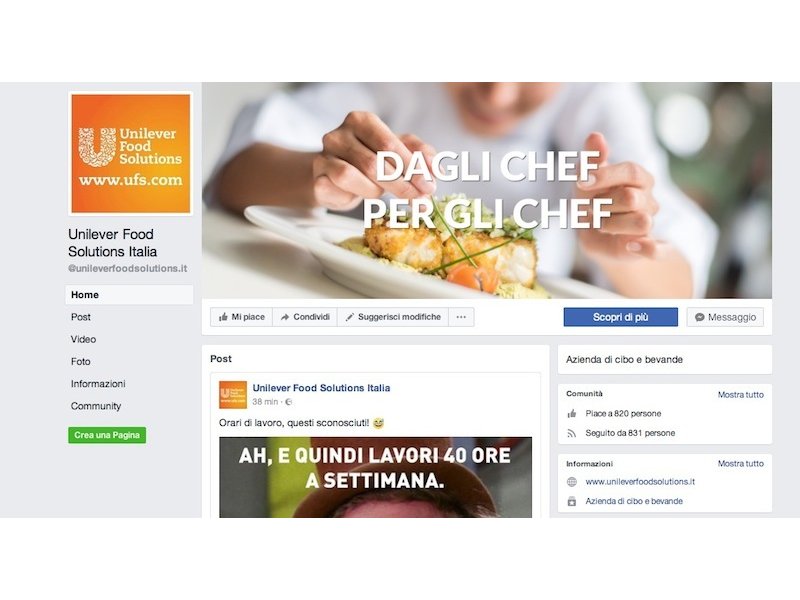 Unilever Food Solutions debutta sui social