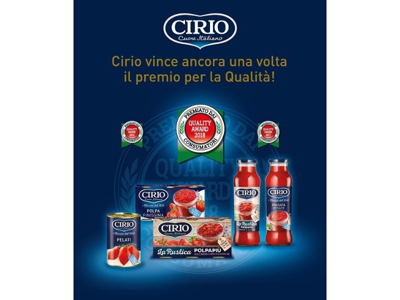 Ai pomodori Cirio il Quality Award 2018