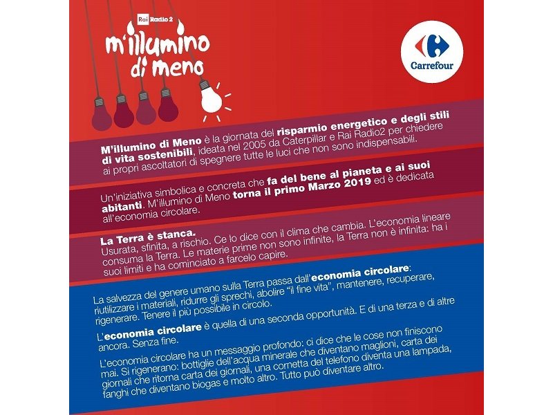 Carrefour Italia aderisce a “M’illumino di meno”