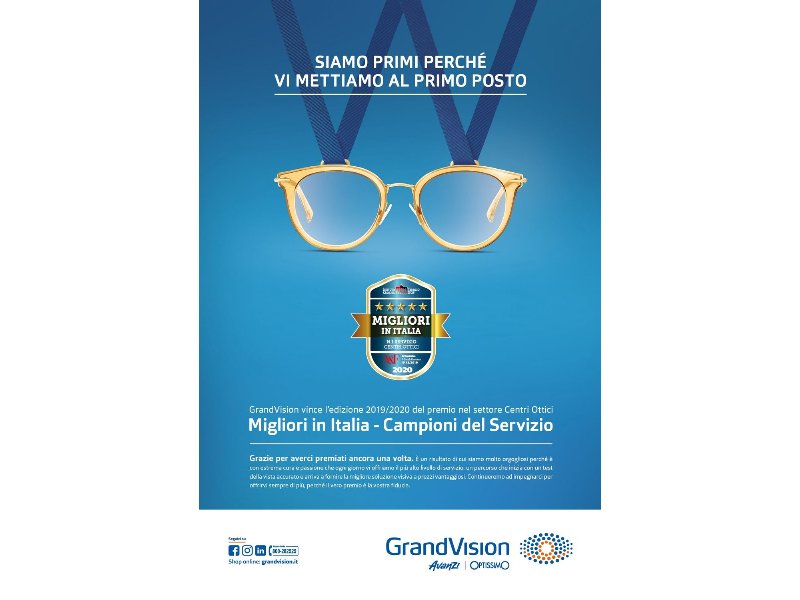 GrandVision premiata come Migliori in Italia - Campioni del Servizio 2019/2020