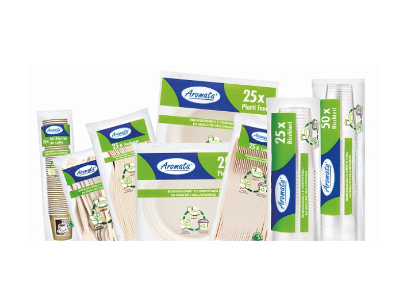Aktive Procos 71347 - Set Stoviglie Monouso Biodegradabili 180 Pezzi Per 40 Persone: Piatti, Bicchieri E Tovaglioli Ecologici