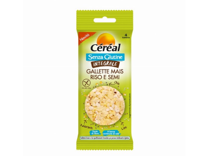 Céréal: sì a gallette di mais riso e semi  integrali senza glutine