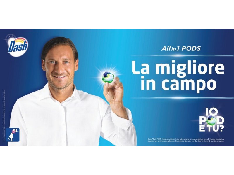 Dash (P&G): al via nuova campagna con Francesco Totti