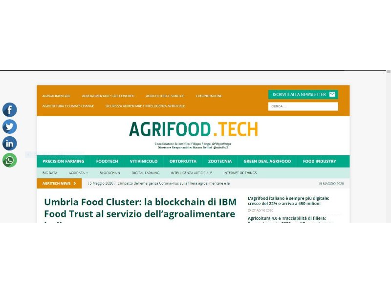 IBM, nasce l'Umbria Food Cluster che utilizza la blockchain per promuovere i prodotti tipici