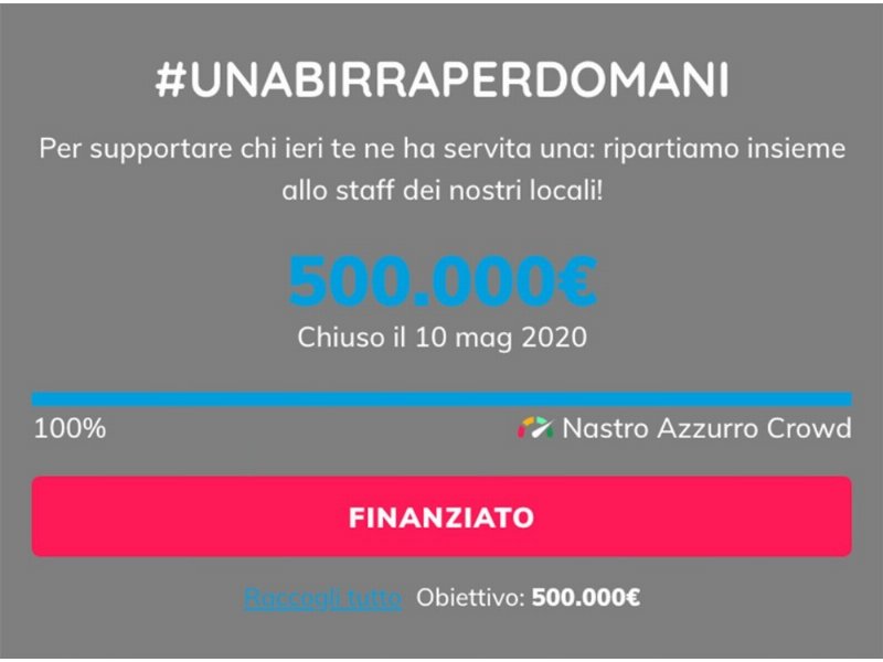 #unabirraperdomani Nastro azzurro insieme agli italiani dona 500.000€