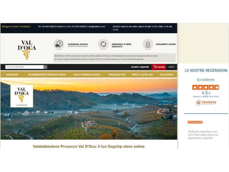 Prosecco Val D'Oca: l'e-commerce galoppa