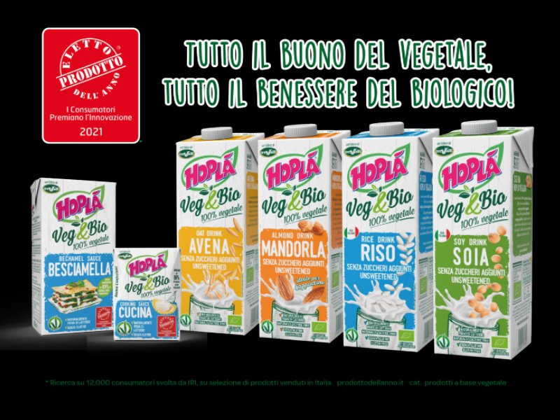 Hoplà Veg&Bio, la linea 100% vegetale e biologica di TreValli Cooperlat