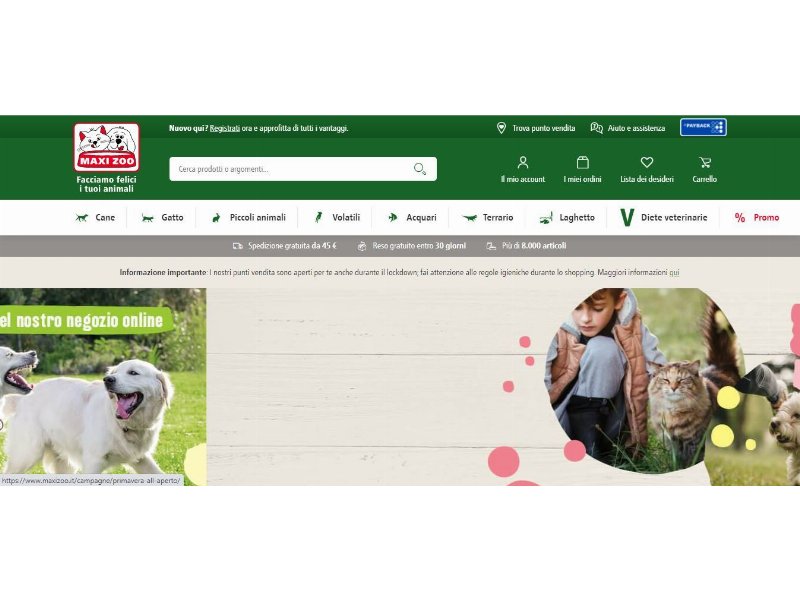 Maxi Zoo: in Italia anche un negozio digitale