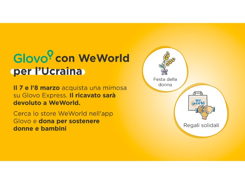 Glovo lancia una campagna a sostegno dell’impegno di WeWorld a favore della popolazione ucraina