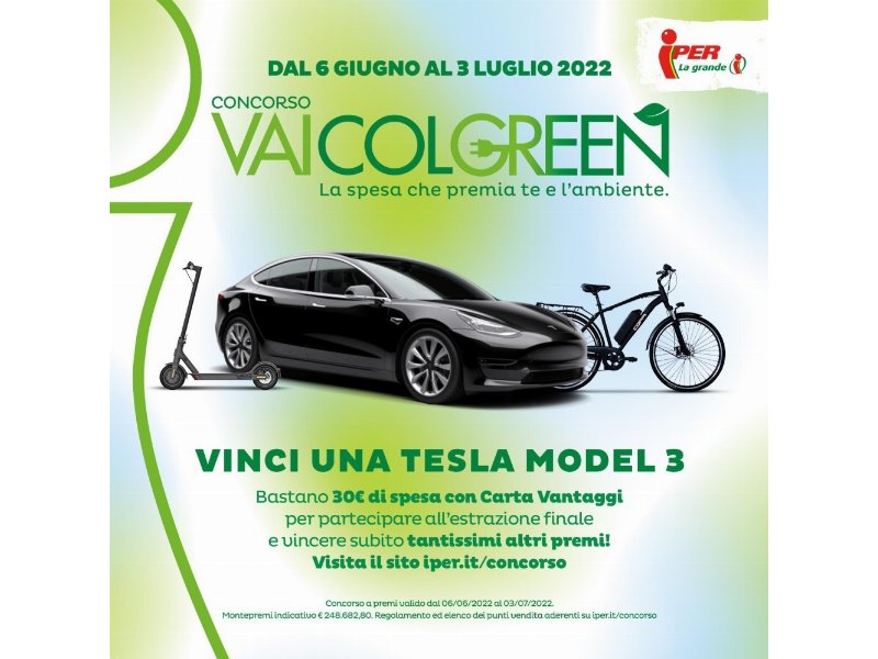 Iper La grande i presenta Vai col green, il nuovo concorso che premia il cliente e la mobilità sostenibile