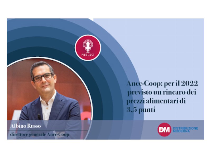 Russo (Ancc-Coop): per il 2022 previsto un rincaro dei prezzi alimentari di 3,5 punti