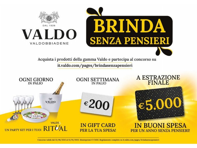 Valdo lancia la nuova consumer promo ‘Brinda senza pensieri’