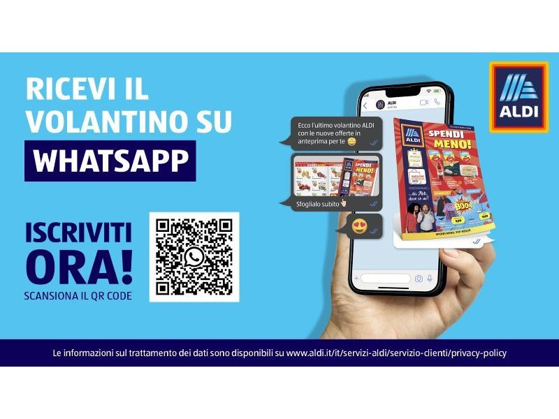 Aldi annuncia il volantino digitale su whats app