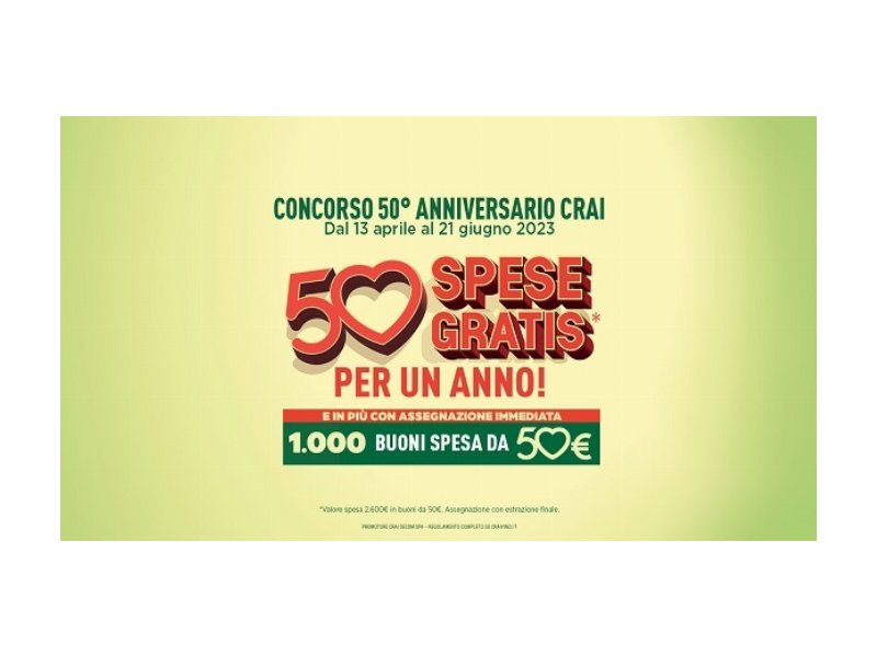 Gruppo Crai festeggia i 50 anni con un concorso