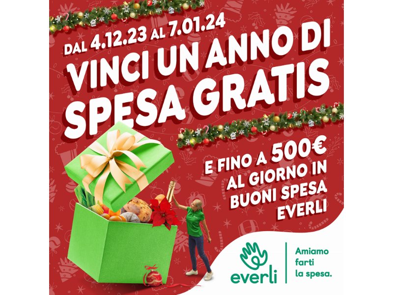 Il regalo natalizio di Everli: spesa gratis per un anno