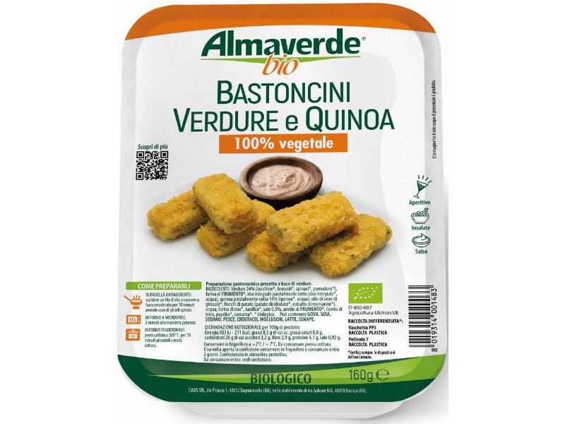 La linea Finger food di Almaverde Bio si arricchisce con i Bastoncini verdure e quinoa