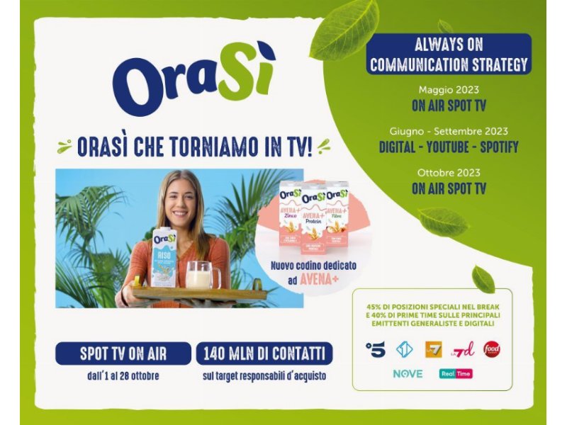 OraSì torna in tv e online con la campagna “Dai più gusto alla tua natura”